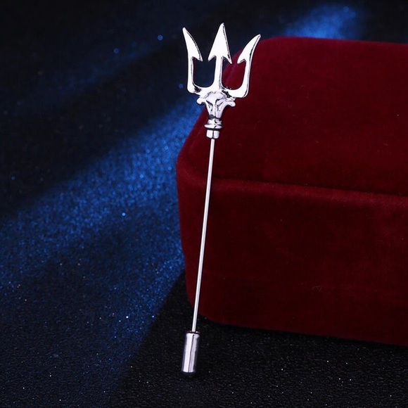 Trident Brooch Metal Lapel Pin Men's Suit Collar Pin Badge Shirt  Accessory - Picture 4 of 4